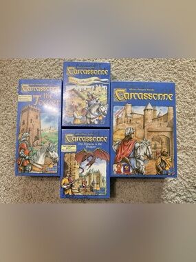VTG Carcassonne Sealed Lot Base Game + 3 Expansions 2000-2006 Early Editions